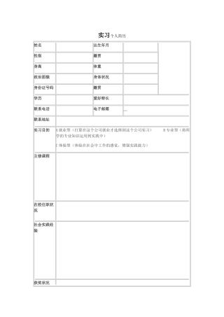 2025年实习个人简历模板