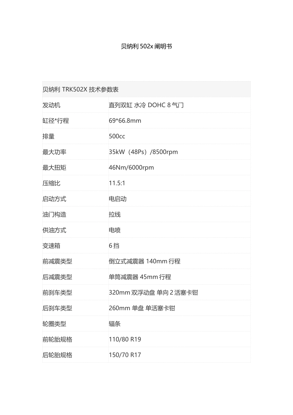 2025年贝纳利502x说明书_第1页