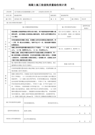 2025年混凝土施工检验批质量验收记录表