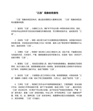 2025年三违现象的危害性