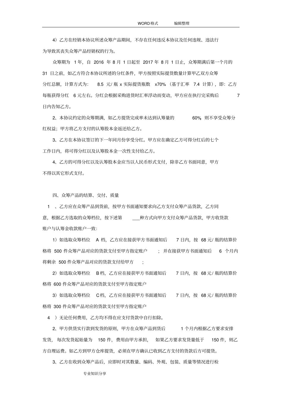 众筹合作协议书模板_第3页