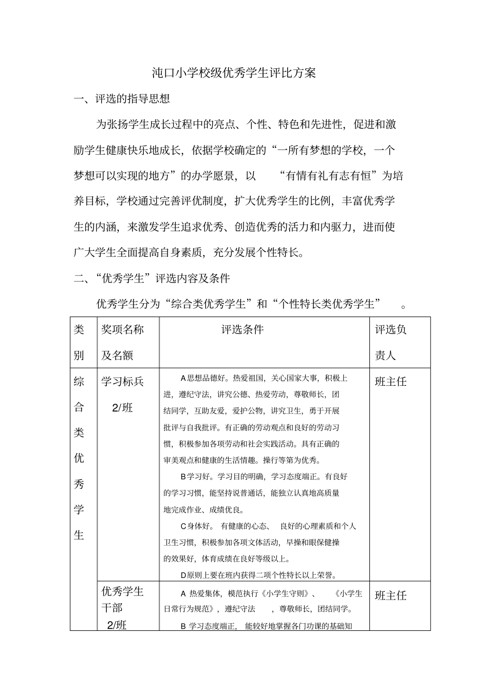 优秀学生评比方案_第1页