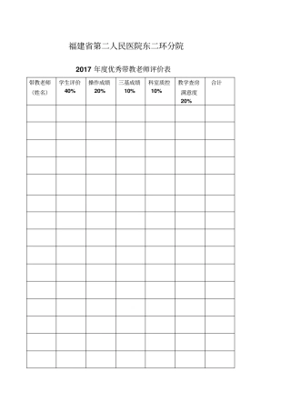 优秀带教老师评价表
