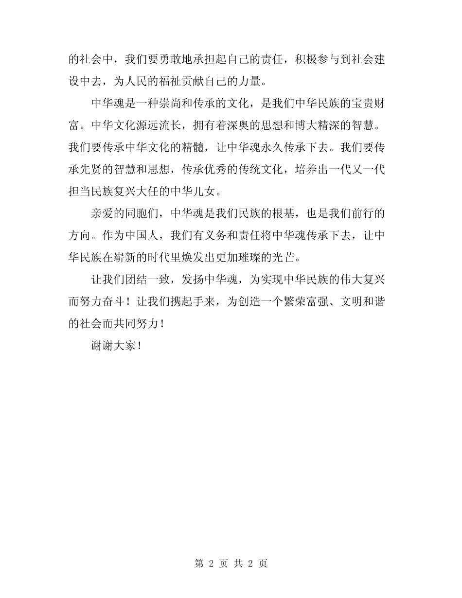 2024年爱国演讲稿中华魂_第2页