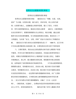 优秀社区志愿服务团队事迹【可编辑版】