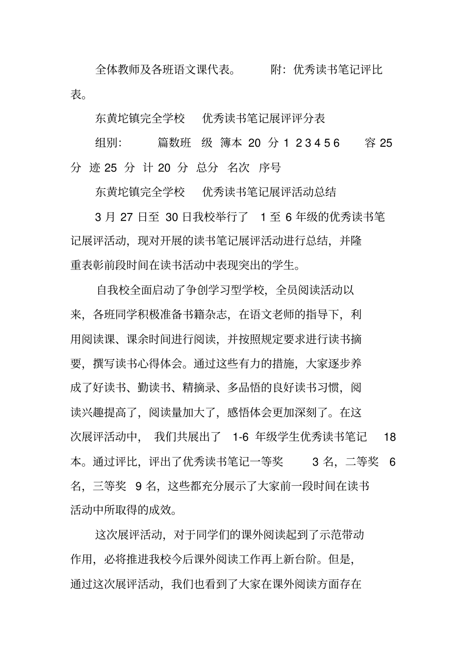 优秀读书笔记展评活动方案、总结001_第2页