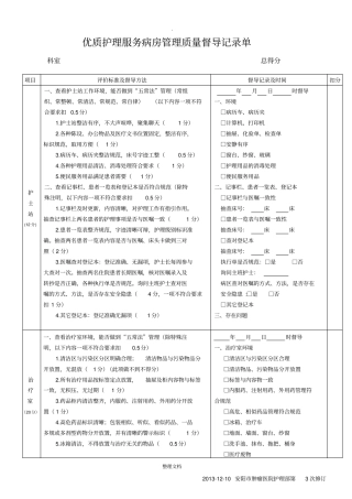 优质护理服务督导记录单