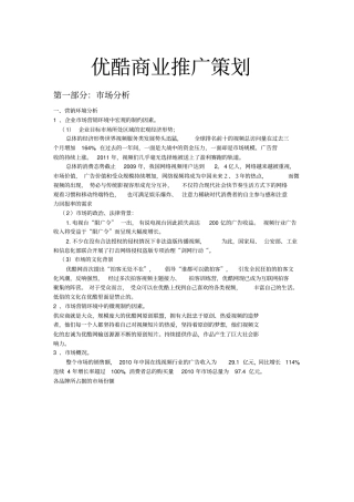 优酷网站商业推广策划