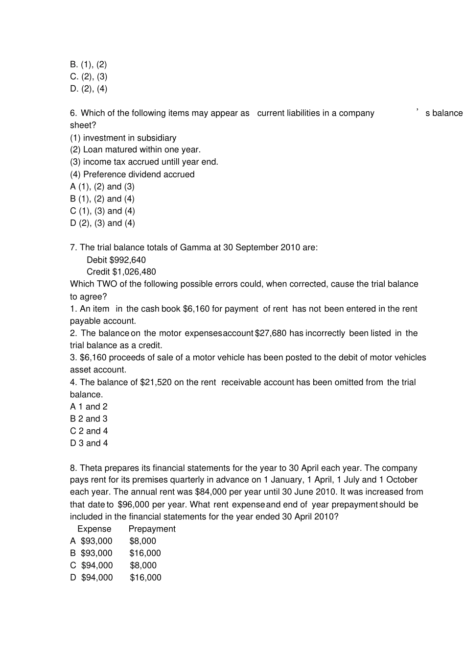 会计专业英语模拟试题及答案_第2页