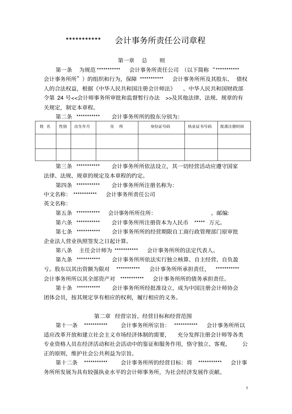 会计事务所章程汇总_第1页