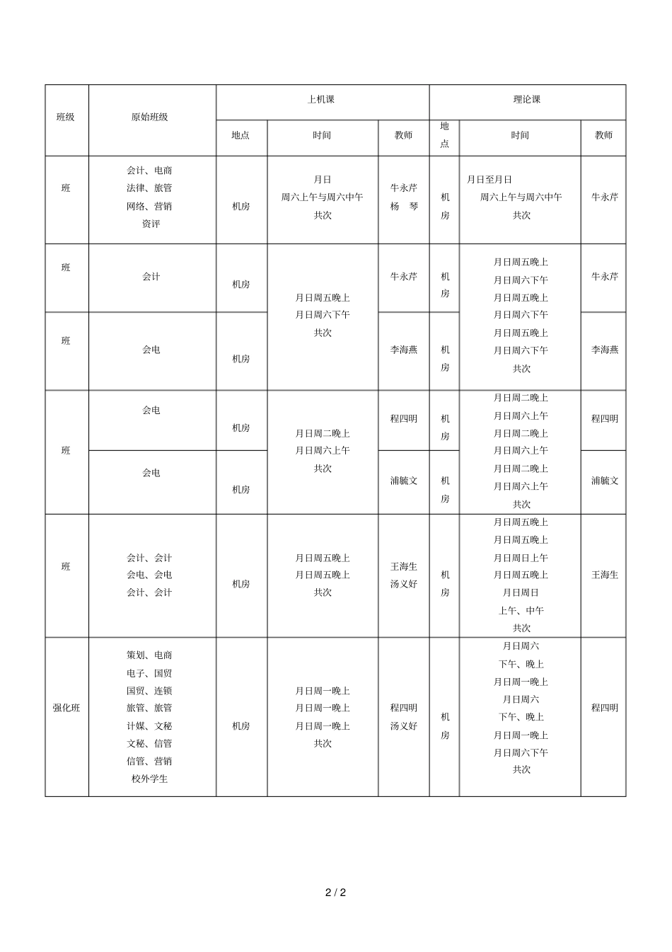 会计从业资格无纸化考试考前培训班安排表_第2页