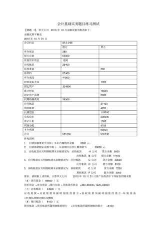 会计从业资格考试会计基础实务测试练习