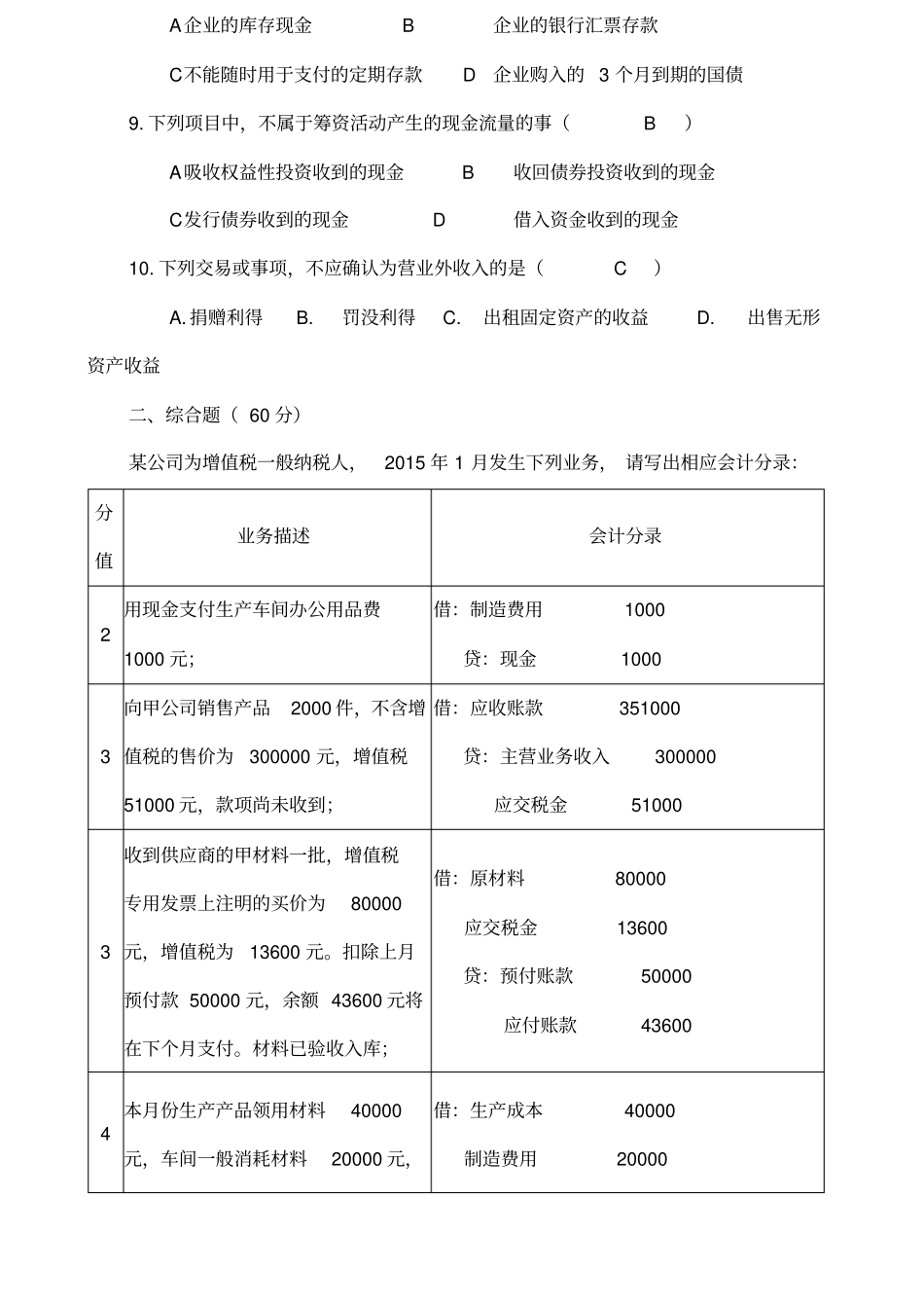 会计入职测试题_第2页