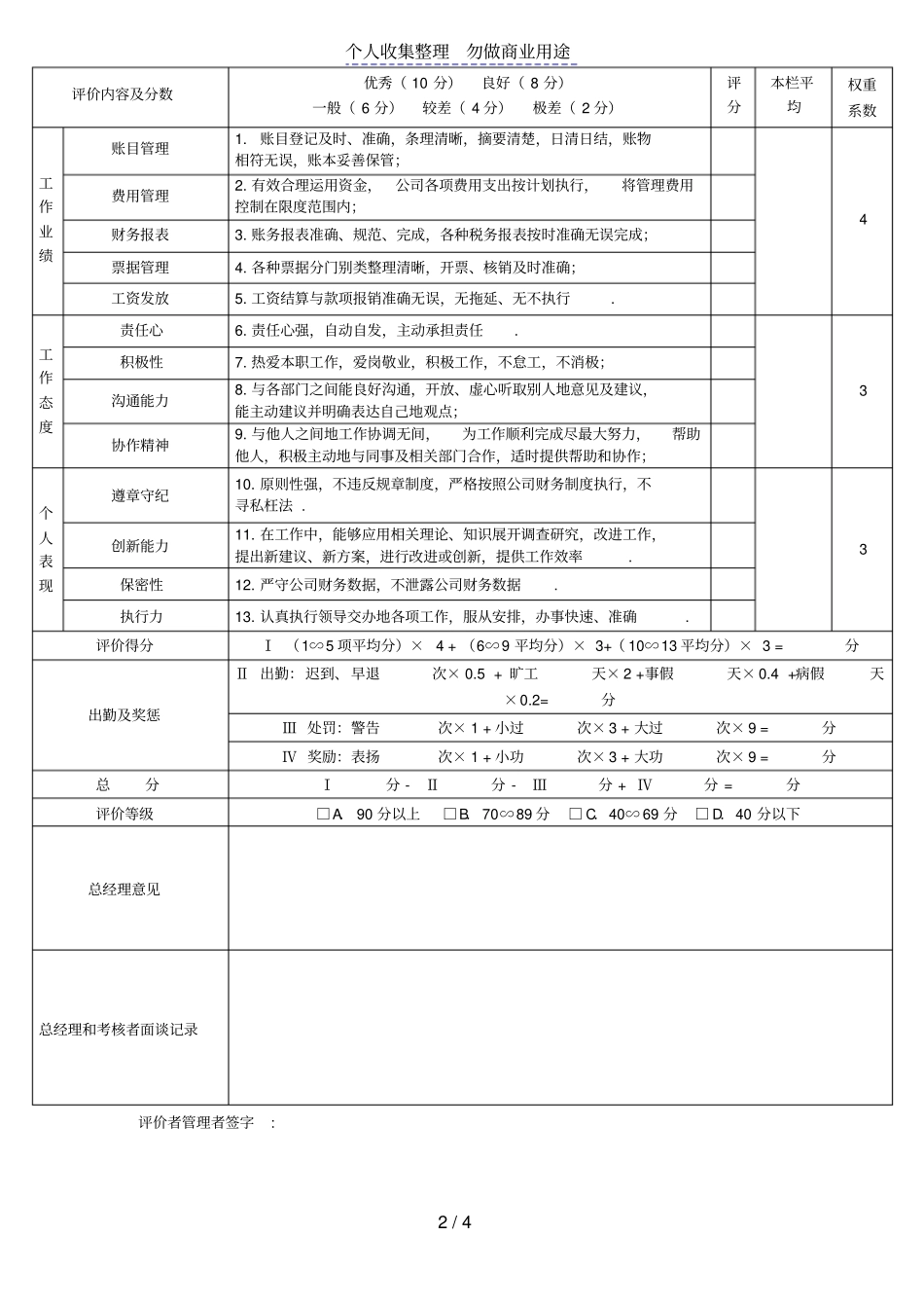 会计出纳岗位说明书表格版_第2页