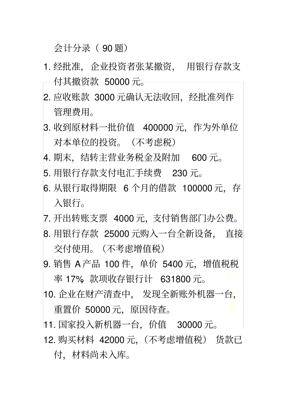 会计分录90-题及答案_第3页