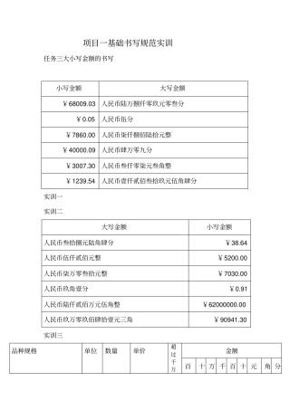 会计大小写金额书写