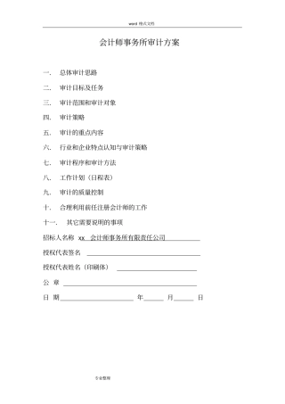 会计师事务所审计方案