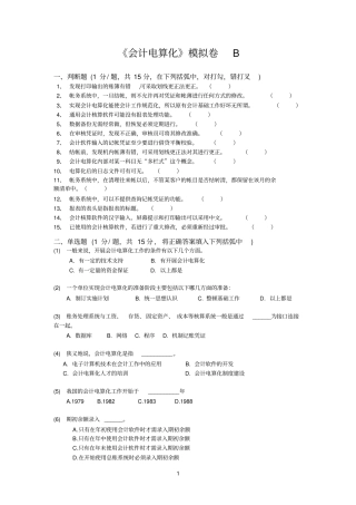 会计电算化模拟卷B