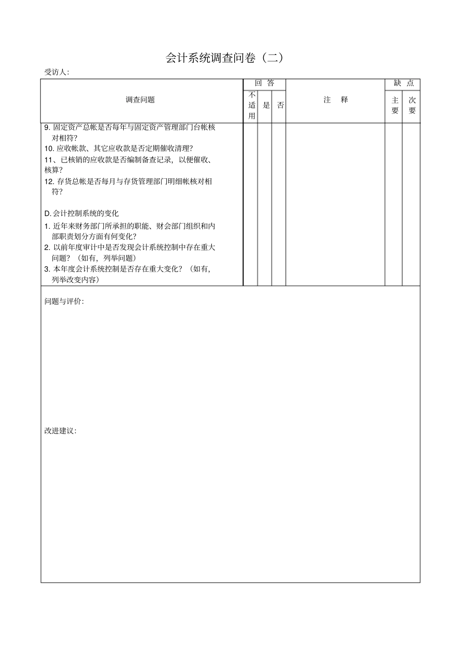 会计系统调查问卷表_第2页