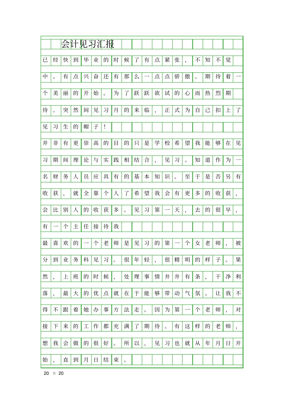 会计见习汇报精品工作报告_第1页