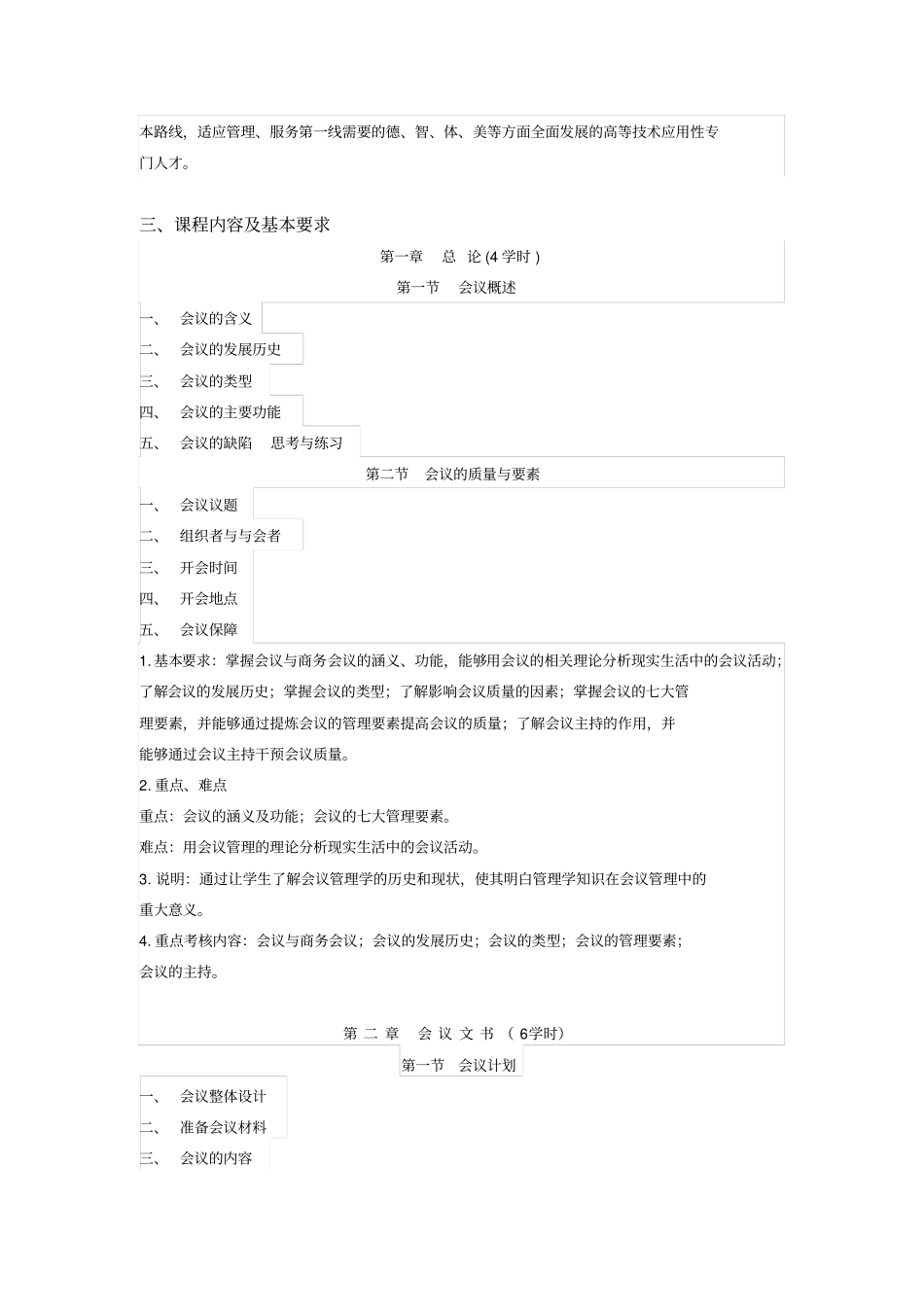 会议管理教学大纲_第2页