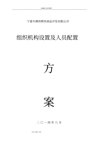 伟辉公司组织结构设置和人口配置方案说明