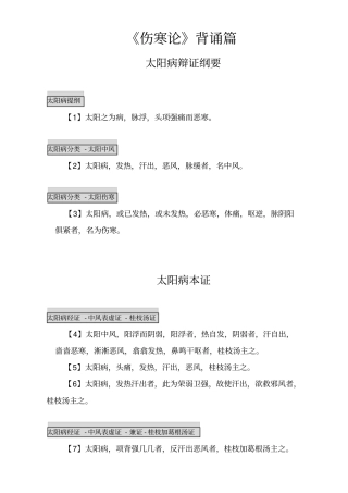 伤寒论金匮要略背诵条文