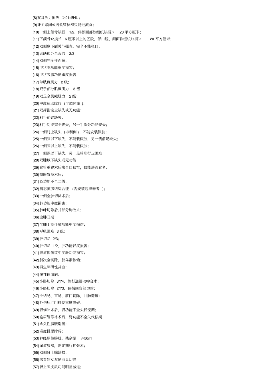 伤残等级确定标准大纲_第3页