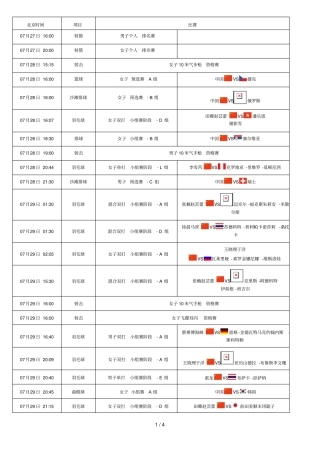 伦敦奥运会赛程