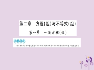 湖北省中考数学一轮复习 第二章 方程与不等式 第一节 一次方程(组)课件