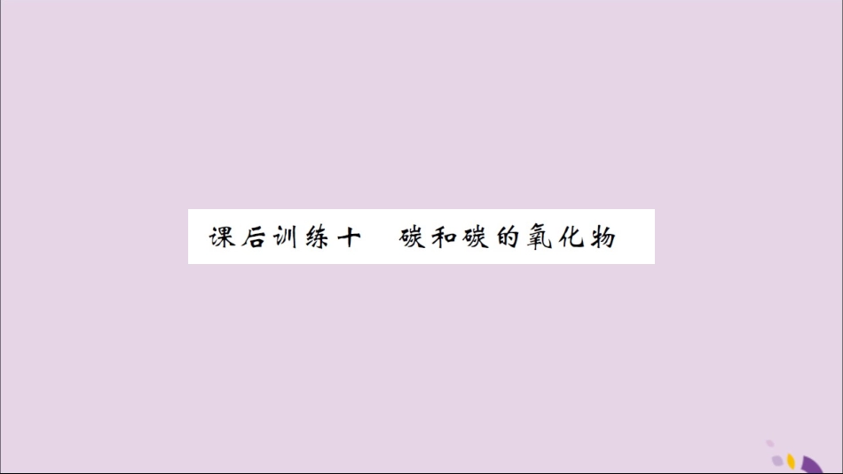 湖北省中考化学一轮复习 课后训练十 碳和碳的氧化物习题课件_第1页