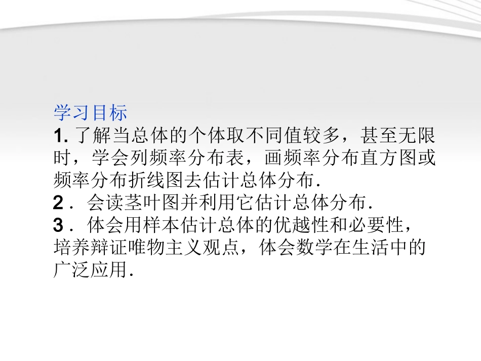 高中数学 第2章221用样本的频率分布估计总体的分布同步课件 新人教B版必修3 课件_第3页