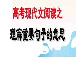 湖南省怀化二中高三语文复习讲义 现代文阅读——理解重要句子的意思课件