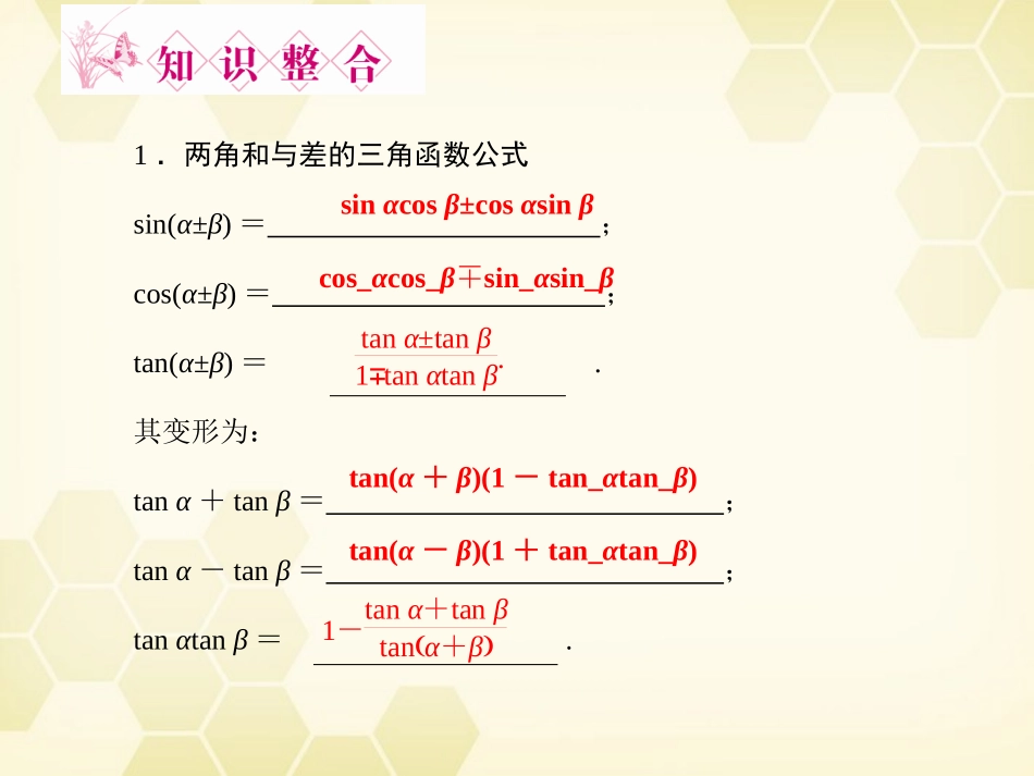高三数学一轮复习 第3章  三角函数第5课时 两角和与差的正弦、余弦和正切公式精品课件 文 北师大版 课件_第3页