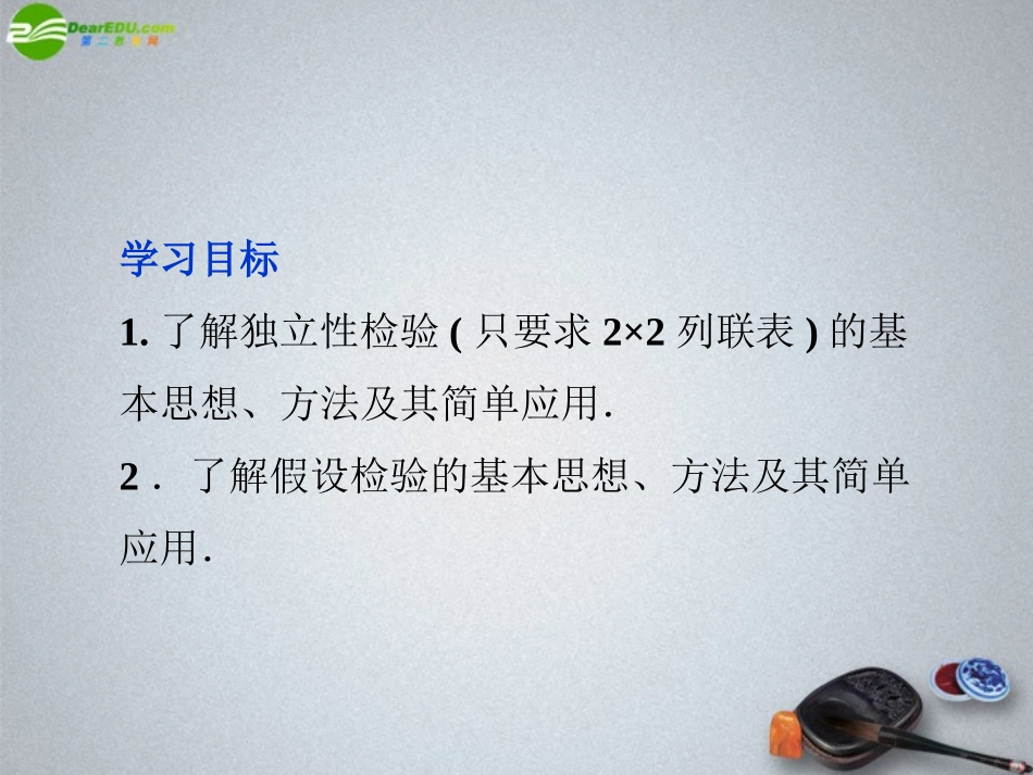 高中数学 第3章32独立性检验的基本思想及其初步应用精品课件 新人教A版选修2-3 课件_第2页