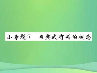 秋七年级数学上册 小专题7 与整式有关的概念课件 (新版)北师大版 课件