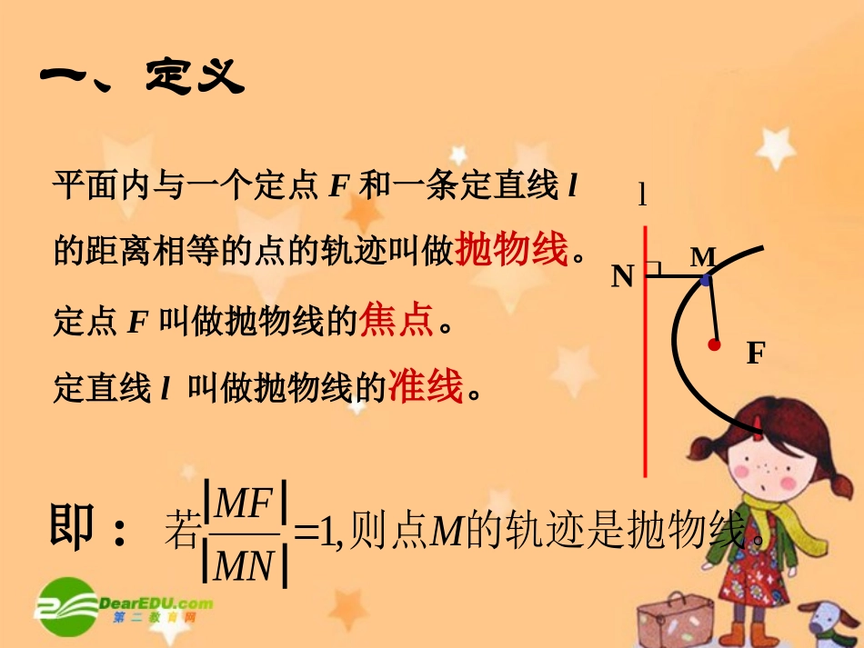 高中数学：抛物线及其标准方程课件新课标人教A版选修1-1 课件_第3页