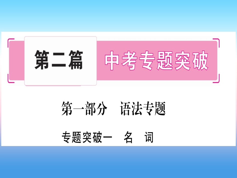 甘肃省中考英语 第二篇 中考专题突破 第一部分 语法专题 专题突破1 名词课件 (新版)冀教版 课件_第1页