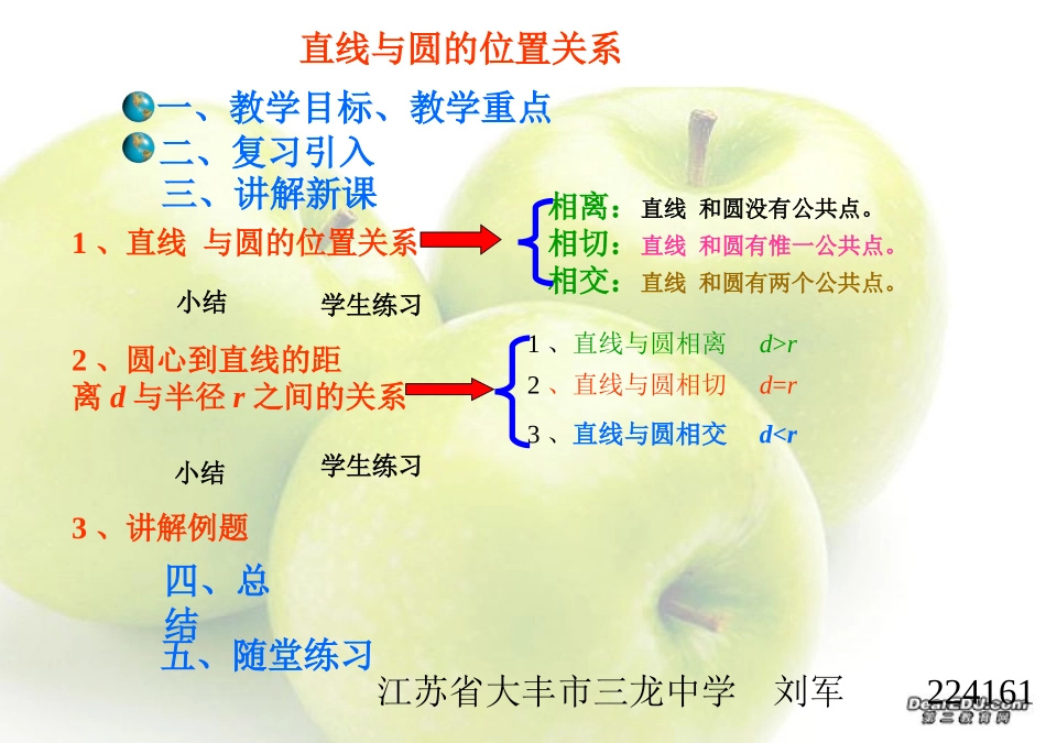 直线与圆的位置关系课件示例 课件_第1页
