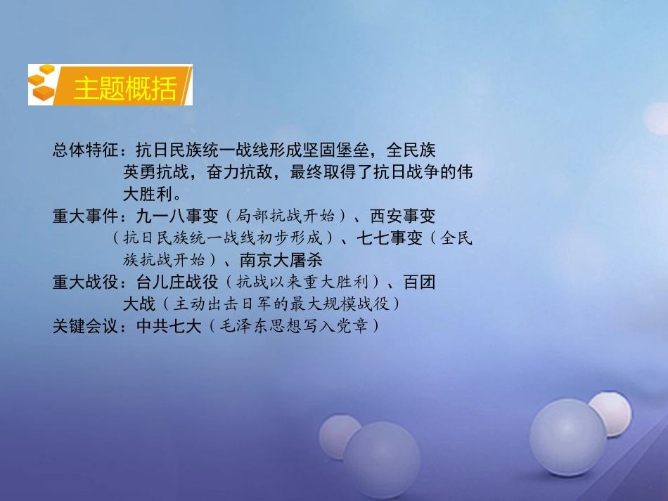 湖南省中考历史 教材知识梳理 模块二 中国近代史 第四单元 中华民族的抗日战争课件 岳麓版 课件_第3页