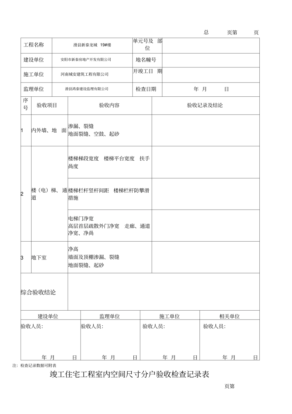住宅工程质量分户验收情况汇总表_第2页