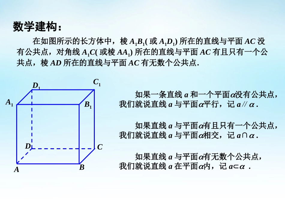 高中数学 123直线与平面的位置关系(1)课件 苏教版必修2 课件_第3页