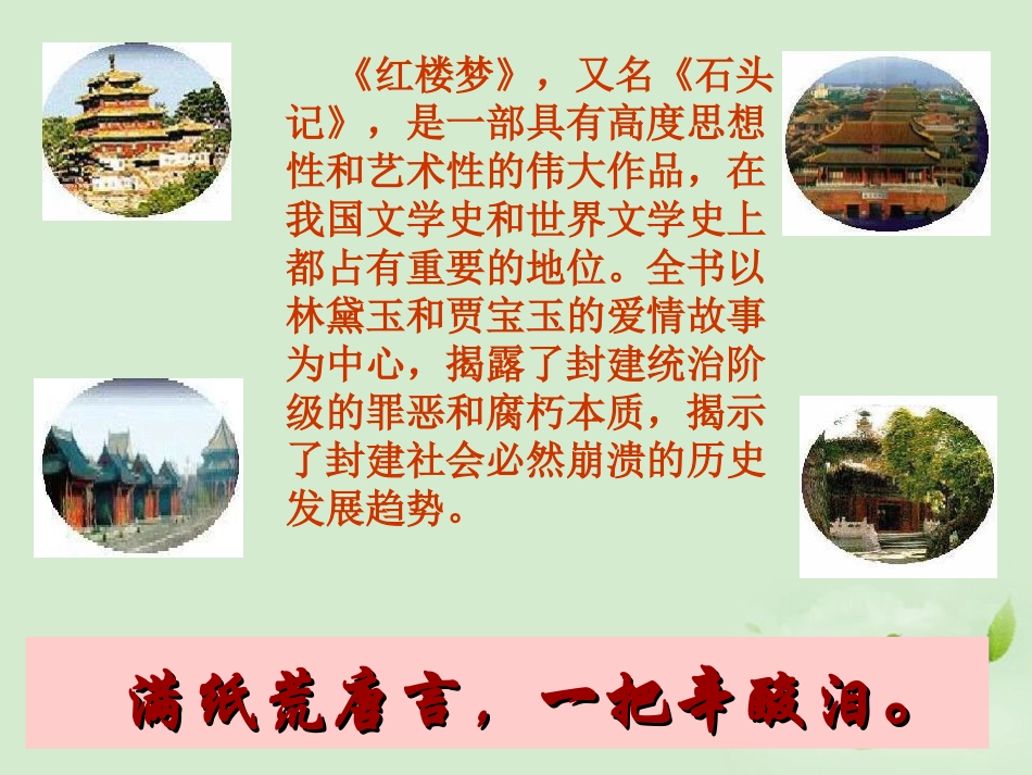 福建省莆田八中高二语文(第1课 林黛玉进贾府)课件(2)新人教必修3 课件_第2页