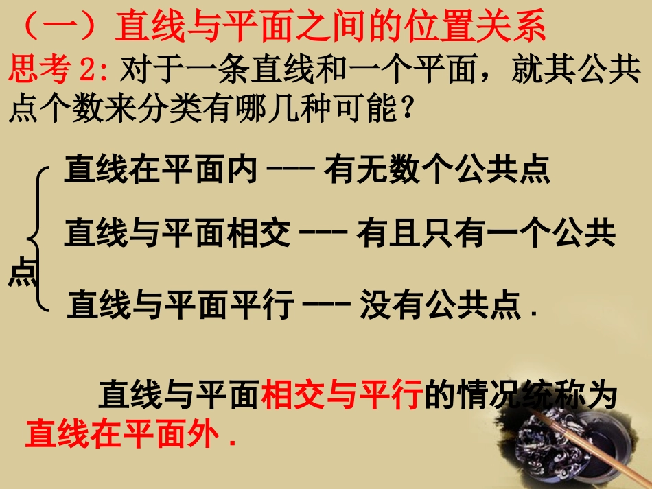 高中数学 213直线与平面平面与平面的位置关系课件 新人教A版必修2 课件_第3页