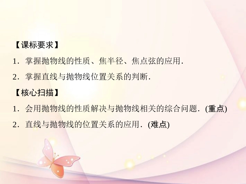 高中数学(232 抛物线的简单几何性质)课件 新人教A版选修1-1 课件_第2页