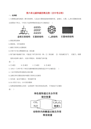 版中考化学 第六单元碳和碳的氧化物精练精析(含中考示例) 新人教版 课件