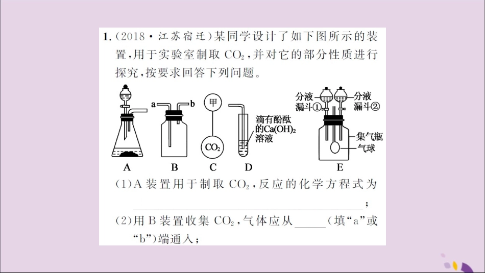 湖北省中考化学一轮复习 专项训练二 气体的制取习题课件_第2页