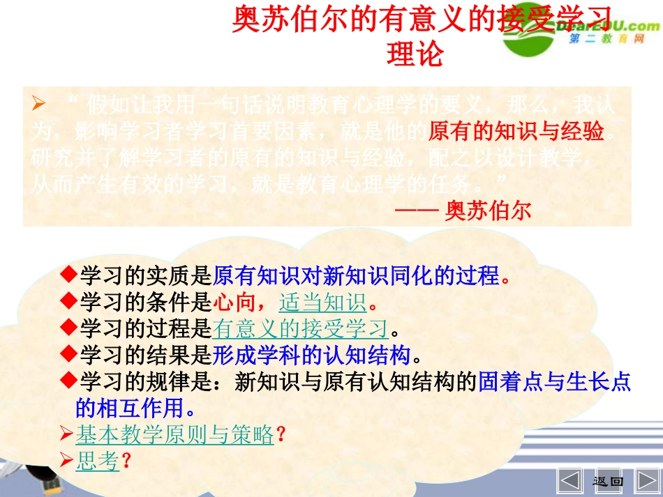 高中数学教学论文 奥苏伯尔的接受学习理论及思考课件 论文_第2页