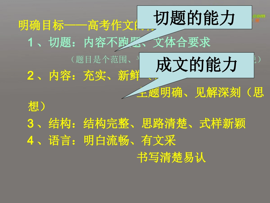 谈谈高考语文 审题与切题作文的备考课件_第2页