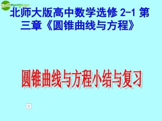 高中数学 第三章(圆锥曲线与方程)圆锥曲线与方程小结与复习课件 北师大版选修2-1 课件